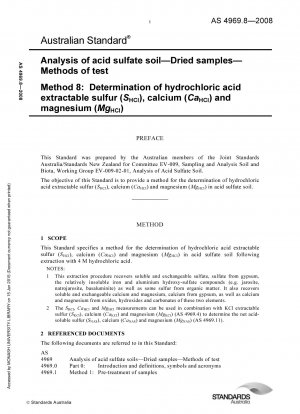 Analyse von saurem Sulfatboden - Getrocknete Proben - Testmethoden - Bestimmung von mit Salzsäure extrahierbarem Schwefel (SHCl), Calcium (CaHCl) und Magnesium (MgHCl)