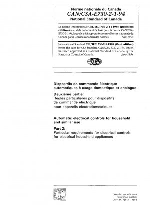 Automatische elektrische Steuergeräte für den Hausgebrauch und ähnliche Zwecke Teil Zwei: Besondere Vorschriften für elektrische Steuergeräte für elektrische Haushaltsgeräte (Blatt Nr. 1)