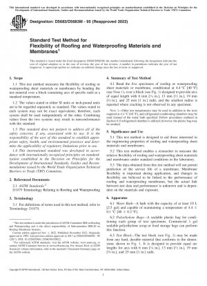 Standardtestmethode für die Flexibilität von Dach- und Abdichtungsmaterialien und Membranen