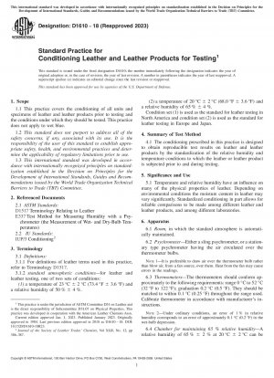 Standardpraxis für die Konditionierung von Leder und Lederprodukten zum Testen
