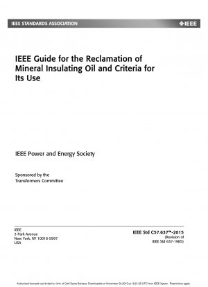 IEEE-Leitfaden für die Rückgewinnung von mineralischem Isolieröl und Kriterien für seine Verwendung