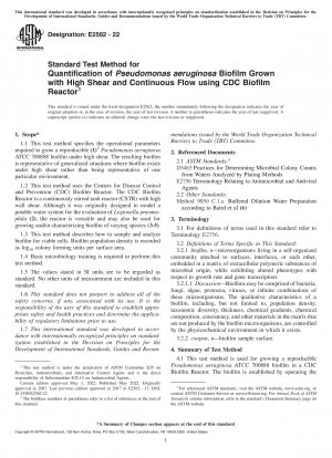 Standardtestmethode zur Quantifizierung von Pseudomonas aeruginosa-Biofilm, der mit hoher Scherung und kontinuierlichem Fluss unter Verwendung des CDC-Biofilmreaktors gezüchtet wurde