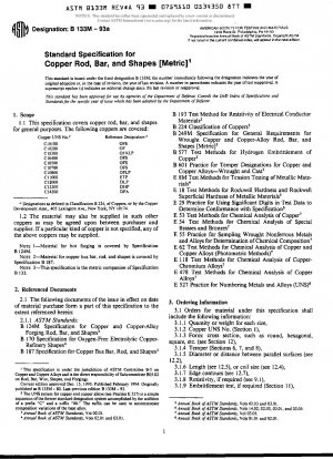 Spezifikation für metrische Kupferstangen, -stäbe und -formen (zurückgezogen 1994)