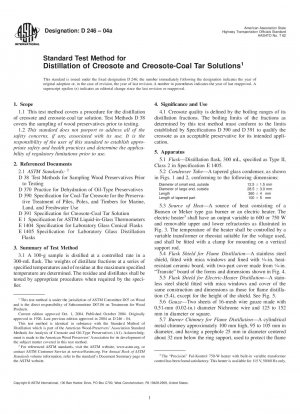 Standardtestmethode für die Destillation von Kreosot und Kreosot-Kohlenteer-Lösungen