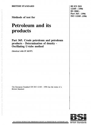 Prüfmethoden für Erdöl und seine Produkte. Rohöl und Erdölprodukte. Bestimmung der Dichte. Oszillierende U-Rohr-Methode