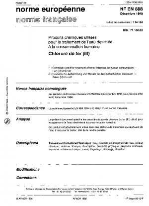 Chemikalien zur Aufbereitung von Wasser für den menschlichen Gebrauch. Eisen(III)-chlorid.
