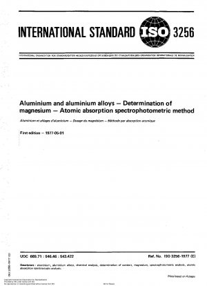 Aluminium und Aluminiumlegierungen; Bestimmung von Magnesium; Atomabsorptionsspektrophotometrische Methode