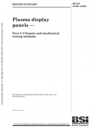 Plasmabildschirme – Klimatische und mechanische Prüfmethoden