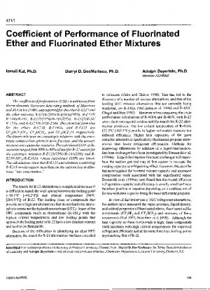 Leistungskoeffizient von fluoriertem Ether und fluorierten Ethermischungen