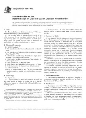 Standardhandbuch zur Bestimmung von Uran-232 in Uranhexafluorid