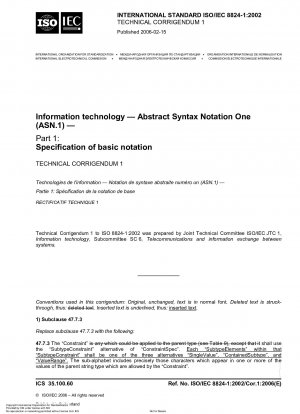 Informationstechnologie - Abstrakte Syntax Notation One (ASN.1): Spezifikation der Grundnotation