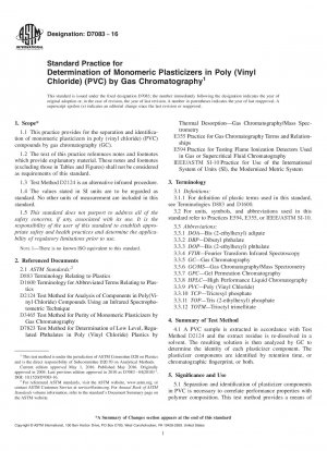 Standardverfahren zur Bestimmung von Monomerweichmachern in Poly(vinylchlorid) (PVC) mittels Gaschromatographie