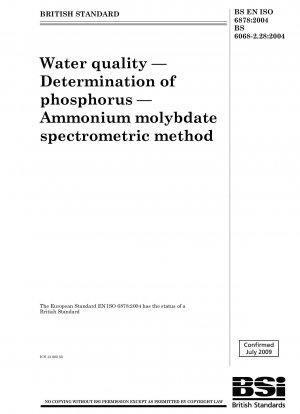 Wasserqualität – Bestimmung von Phosphor – Spektrometrische Methode mit Ammoniummolybdat
