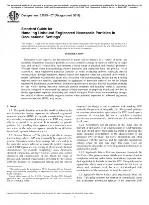 Standardhandbuch für den Umgang mit ungebundenen, künstlich hergestellten nanoskaligen Partikeln am Arbeitsplatz