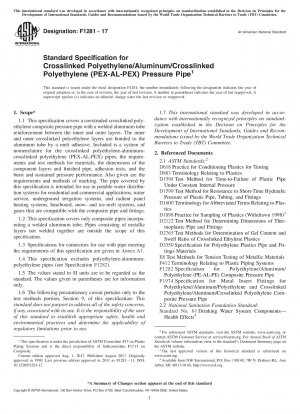 Standardspezifikation für Druckrohre aus vernetztem Polyethylen/Aluminium/vernetztem Polyethylen (PEX-AL-PEX).