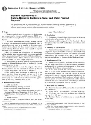 Standardtestmethoden für sulfatreduzierende Bakterien in Wasser und durch Wasser gebildeten Ablagerungen