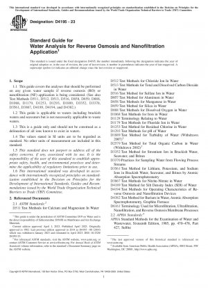 Standardhandbuch für die Wasseranalyse für Umkehrosmose- und Nanofiltrationsanwendungen