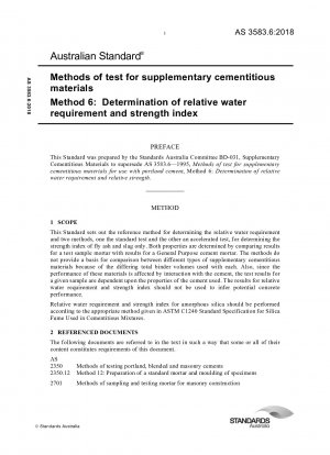 Prüfmethoden für ergänzende zementäre Materialien, Methode 6: Bestimmung des relativen Wasserbedarfs und des Festigkeitsindex