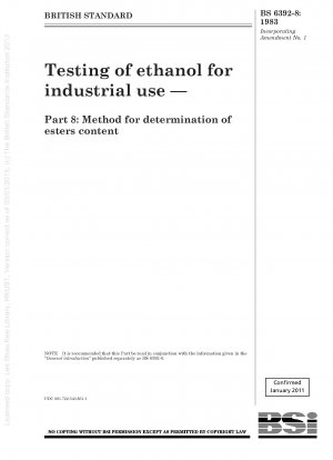 Prüfung von Ethanol für industrielle Zwecke – Teil 8: Methode zur Bestimmung des Estergehalts