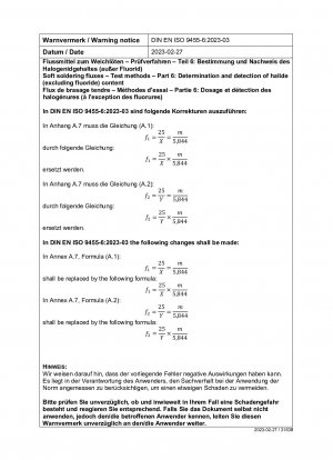 Flussmittel zum Weichlöten – Prüfmethoden – Teil 6: Bestimmung und Überprüfung des Halogenidgehalts (außer Fluorid)