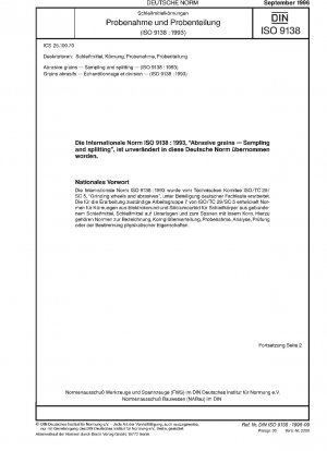 Schleifkörner – Probenahme und Spaltung (ISO 9138:1993)