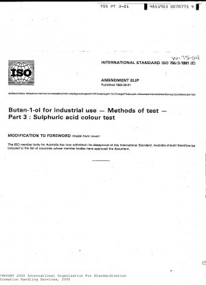 Butan-1-ol für industrielle Zwecke; Testmethoden; Teil 3: Schwefelsäure-Farbtest