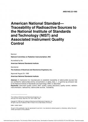 Rückverfolgbarkeit radioaktiver Quellen zum National Institute of Standards and Technology (NIST) und zugehöriger Instrumentenqualitätskontrolle