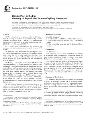 Standardtestmethode für die Viskosität von Asphalten mittels Vakuumkapillarviskosimeter