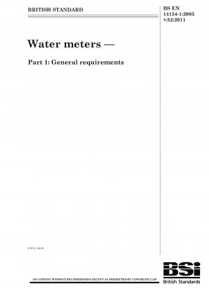 Wasserzähler. Allgemeine Anforderungen