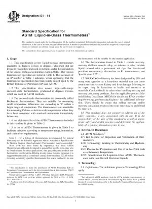 Standardspezifikation für ASTM-Flüssigkeits-in-Glas-Thermometer