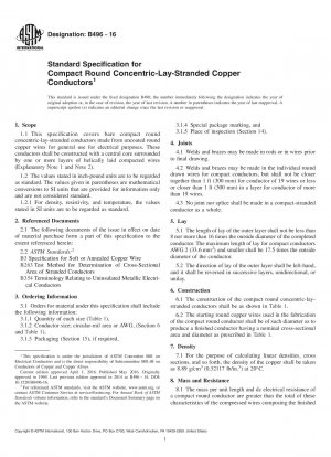 Standardspezifikation für kompakte, runde, konzentrisch gelegte Kupferleiter