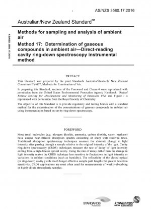 Methoden zur Probenahme und Analyse der Umgebungsluft Methode 17: Bestimmung gasförmiger Verbindungen in der Umgebungsluft – Instrumentelle Methode der Hohlraum-Ring-Down-Spektroskopie mit direkter Ablesung