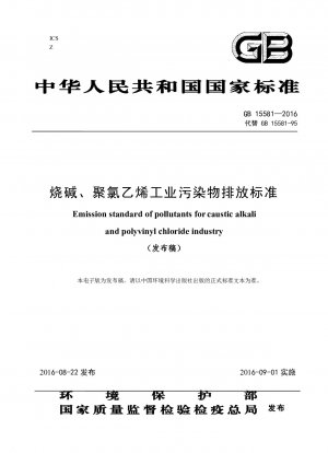 Emissionsstandard für Schadstoffe in der Alkali- und Polyvinylchloridindustrie