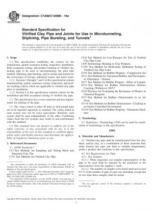 Standardspezifikation für Steinzeugrohre und -verbindungen zur Verwendung im Mikrotunnelbau, Sliplining, Rohrberstbau und Tunneln