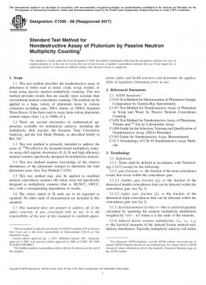 Standardtestmethode für die zerstörungsfreie Prüfung von Plutonium durch passive Neutronenmultiplizitätszählung