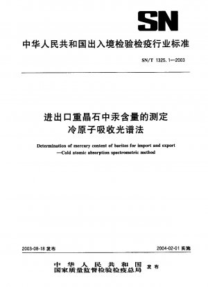 Bestimmung des Quecksilbergehalts von Baryt für den Import und Export – Kalte Atomabsorptionsspektrometermethode