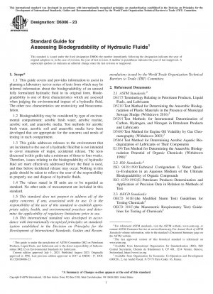 Standardhandbuch zur Bewertung der biologischen Abbaubarkeit von Hydraulikflüssigkeiten (Standard + Redline PDF Bundle)