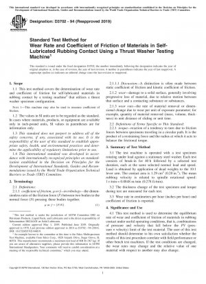 Standardtestverfahren für die Verschleißrate und den Reibungskoeffizienten von Materialien bei selbstschmierendem Reibkontakt unter Verwendung einer Anlaufscheibenprüfmaschine