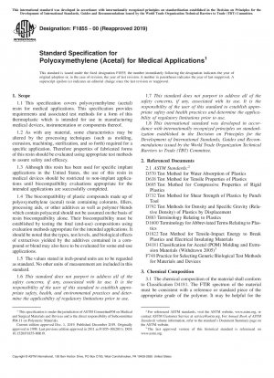 Standardspezifikation für Polyoxymethylen (Acetal) für medizinische Anwendungen