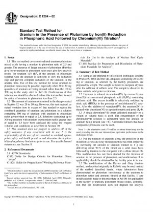 Standardtestmethode für Uran in Gegenwart von Plutonium durch Eisen(II)-Reduktion in Phosphorsäure, gefolgt von Chrom(VI)-Titration