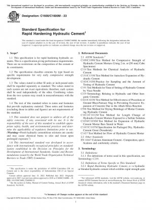 Standardspezifikation für schnellhärtenden hydraulischen Zement