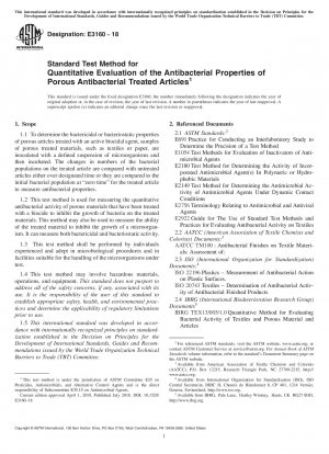 Standardtestmethode zur quantitativen Bewertung der antibakteriellen Eigenschaften poröser antibakteriell behandelter Artikel
