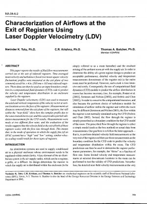 Charakterisierung von Luftströmungen am Ausgang von Registern mittels Laser-Doppler-Velocimetrie (LDV)