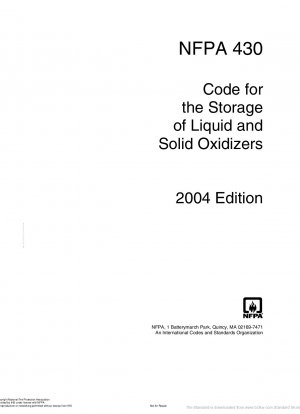 Code für die Lagerung flüssiger und fester Oxidationsmittel. Datum des Inkrafttretens: 05.08.2004
