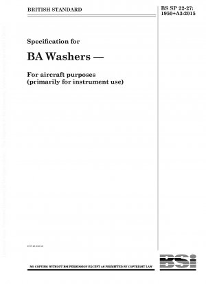 Spezifikation für BA-Unterlegscheiben. Für Flugzeugzwecke (hauptsächlich für Instrumentenzwecke)