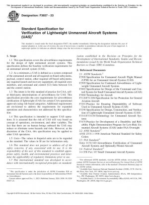 Standardspezifikation für die Verifizierung von leichten unbemannten Flugzeugsystemen (UAS)
