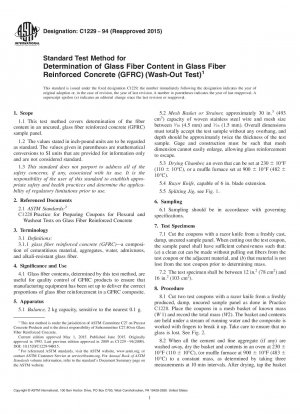 Standardtestmethode zur Bestimmung des Glasfasergehalts in glasfaserverstärktem Beton (GFRC) (Auswaschtest)