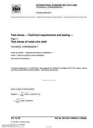 Analysensiebe – Technische Anforderungen und Prüfung – Teil 1: Analysensiebe aus Metalldrahtgewebe