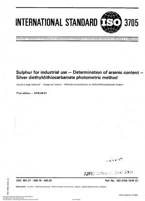 Schwefel für industrielle Zwecke; Bestimmung des Arsengehalts; photometrische Methode mit Silberdiethyldithiocarbamat