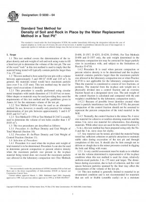 Standardtestmethode für die Dichte von Boden und Gestein an Ort und Stelle durch die Wasseraustauschmethode in einer Testgrube
